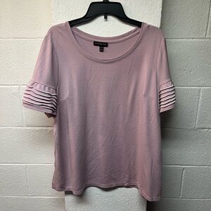 Lane Bryant Light Purple Boxy Ribbed Short Sleeve T-Shirt